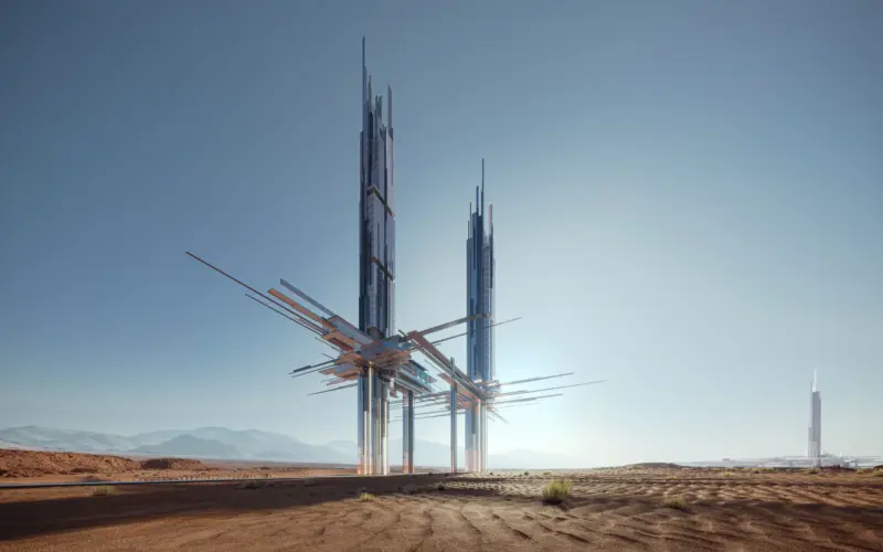 An der Küste des Golf von Aqaba in Neom, Saudi-Arabien entsteht unter dem Namen Epicon ein neues futuristisches Luxus-Resort